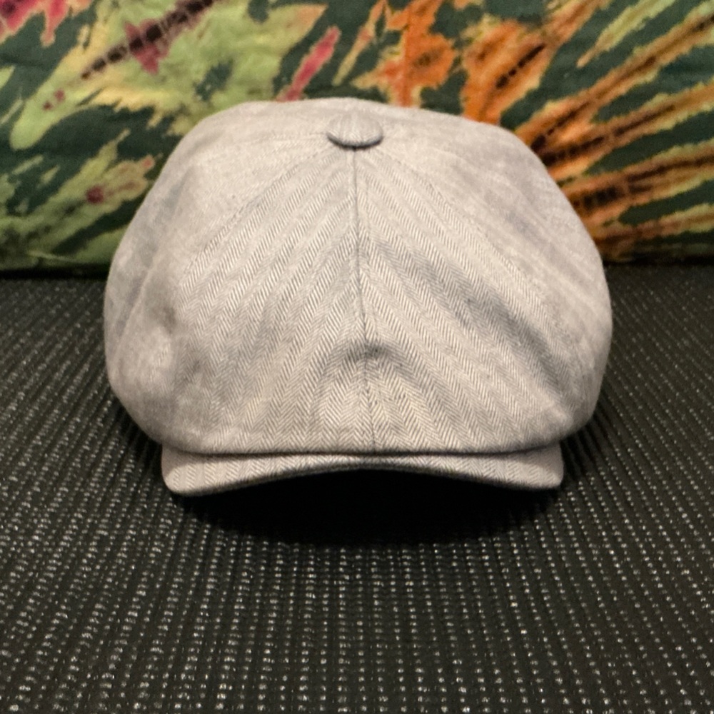 Light gray/blue Herringbone Newsboy Cap - Picture 2 of 4